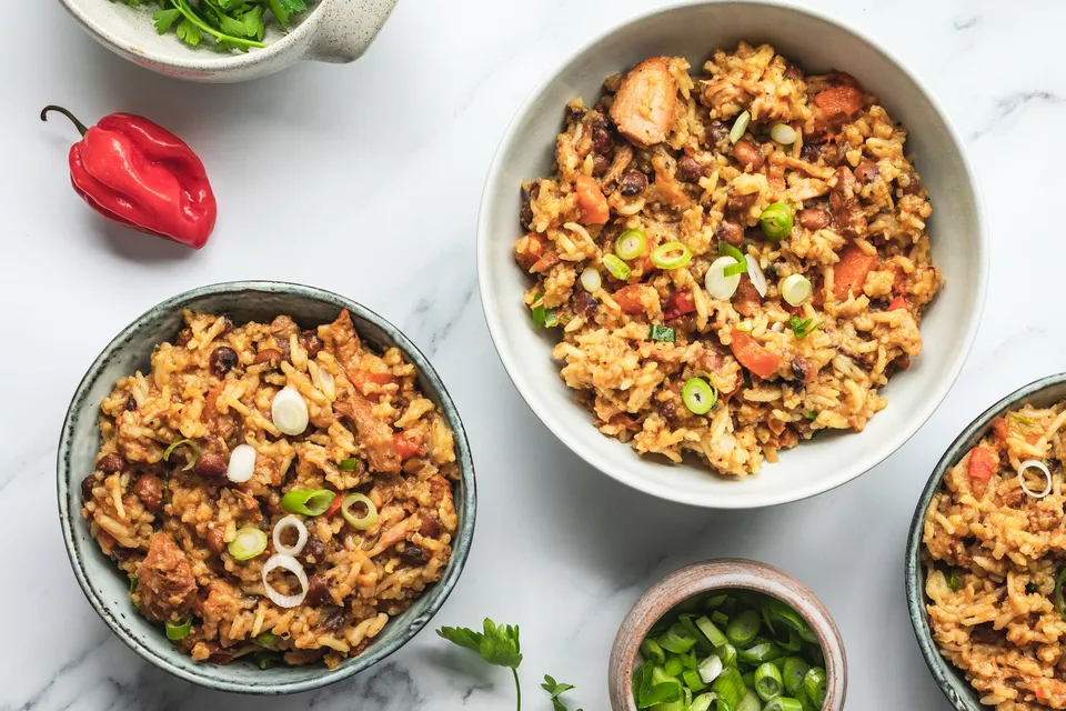 Trinidad Pelau Chicken and Pigeon Peas